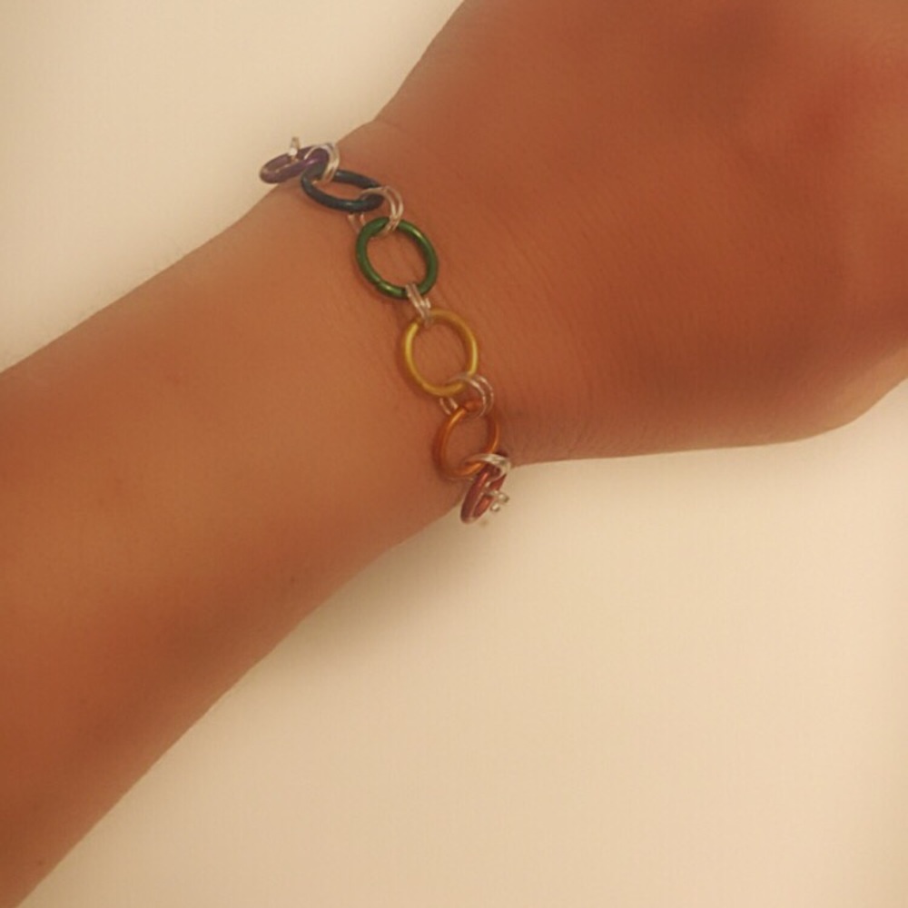 🌈🌈Rainbow pride jump ring bracelet, 9" ❤️💜💙🧡 - Picture 6 of 6